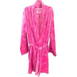 Juicy Couture Hot Pink Fuchsia Glam Cozycore Burnout Logo Robe Beachy Lounge 1X